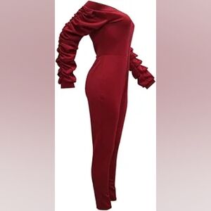 Off-Shoulder Ruched Jumpsuit